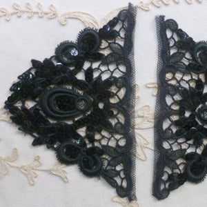 Pair of Hand Sewn Sequins and Lace Appliques
