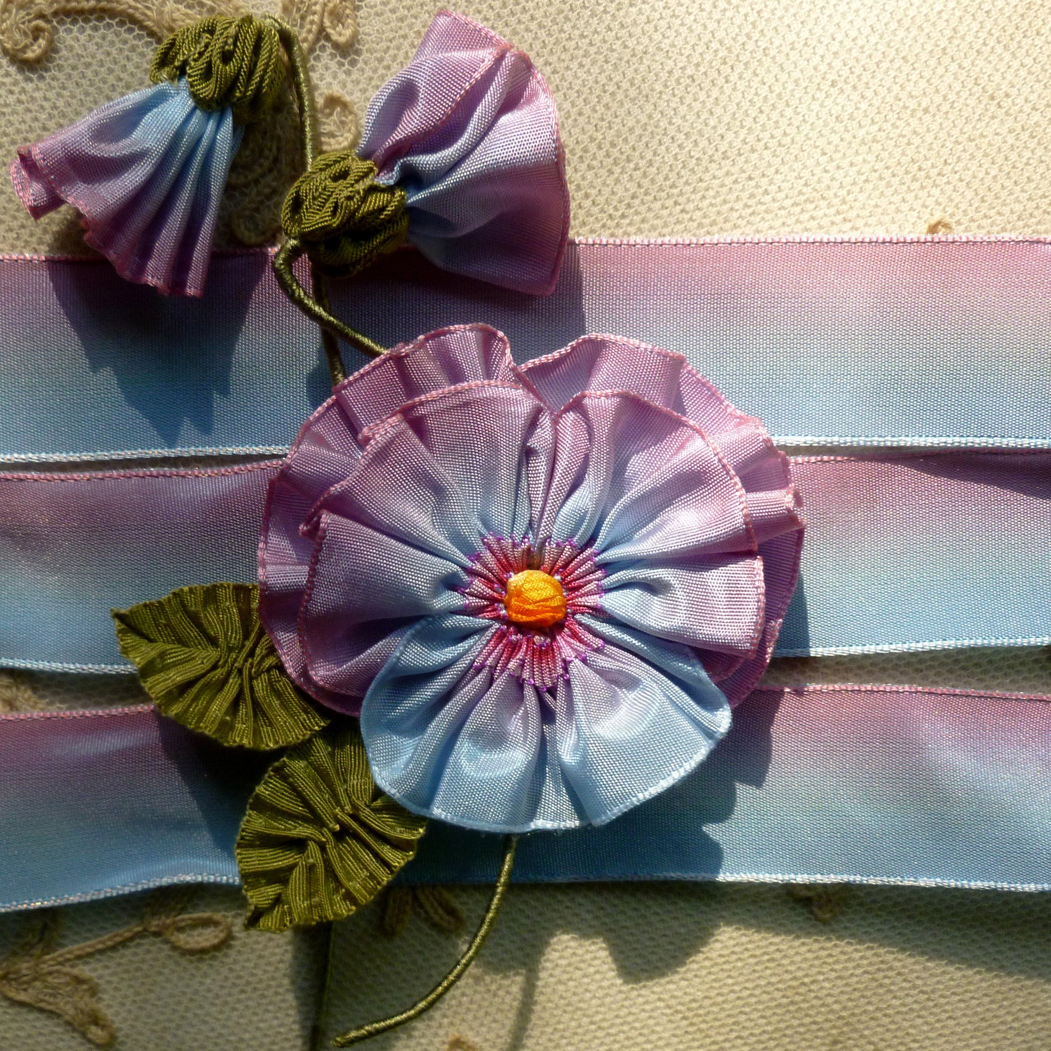 2 1/2 Rose Floral Wired Ribbon: Blue - 1 Yard – Sugar Pink Boutique