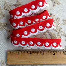 Load image into Gallery viewer, Turkey Red Polka Dot and Scalloped Vintage Trim