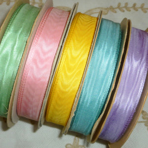 Vintage Moire Ribbon Trim Easter Colors 5 Yards