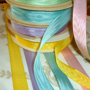 Vintage Moire Ribbon Trim Easter Colors 5 Yards