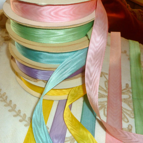 Vintage Moire Ribbon Trim Easter Colors 5 Yards