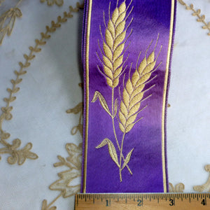 Royal Purple and Wheat Motif Ribbon Trim