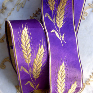 Royal Purple and Wheat Motif Ribbon Trim