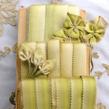 Load image into Gallery viewer, Antique Silk Picot Green Ombre Ribbon