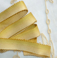 Load image into Gallery viewer, Silk French Picot Ombre Vintage Ribbon,  Golden Moss Olive