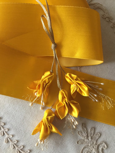 Vintage Ribbon by the Roll - Georgian Yellow Silk Satin Ribbon