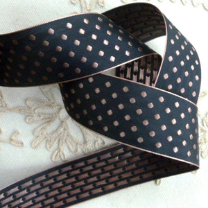 Vintage Ribbon by the Roll - Woven Polka Dot Ribbon in Four Colors and Two Widths
