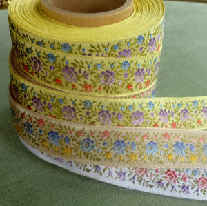 Vintage Circa 1950's Petite Shaded Roses Ribbon Trim