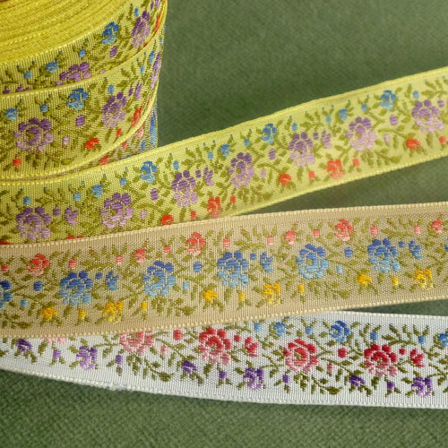 Vintage Circa 1950's Petite Shaded Roses Ribbon Trim