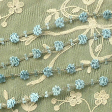 Load image into Gallery viewer, Antique French Rococo Trim Blue Flower &amp; Silver Metal      12 Inches