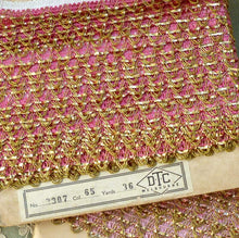 Load image into Gallery viewer, Vintage Pink and Gold Tinsel Trim
