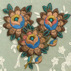 Circa 1920's Embroidered Appliqué Roses