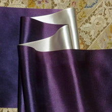 Load image into Gallery viewer, Vintage Royal Purple/Violet &amp; Silver Satin Ribbon Double Sided
