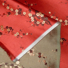 Load image into Gallery viewer, Vintage SILK Satin Damask Woven Fabric With Cherry blossom Motifs