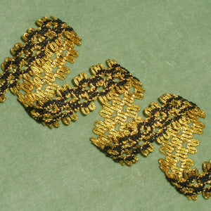 Vintage Gold Tinsel & Silky Black Embroidered Trim