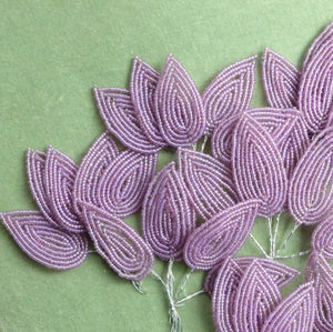 Vintage French Lavender Glass Beaded Leaves