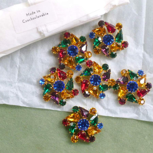 Vintage Czech Prong Set Rhinestone Buttons