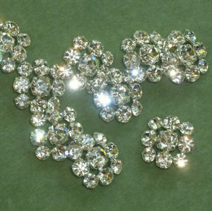 Vintage Czech Clear Foil Backed Prong set Rhinestone Buttons