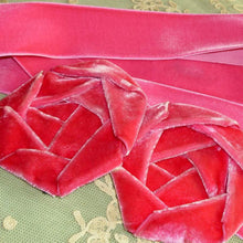 Load image into Gallery viewer, Vintage Shocking Pink Velvet Ribbons
