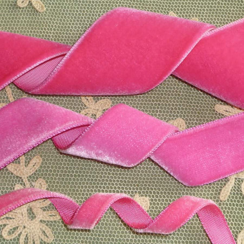 Vintage Shocking Pink Velvet Ribbons