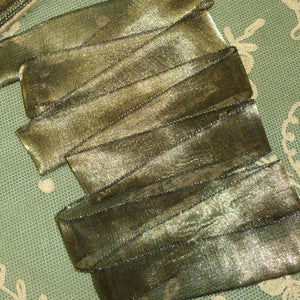Antique French Gold METAL & Silk Tissue Ribbon
