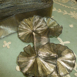 Antique French Gold METAL & Silk Tissue Ribbon