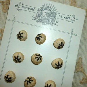 Antique French Hand Embroidered Buttons.
