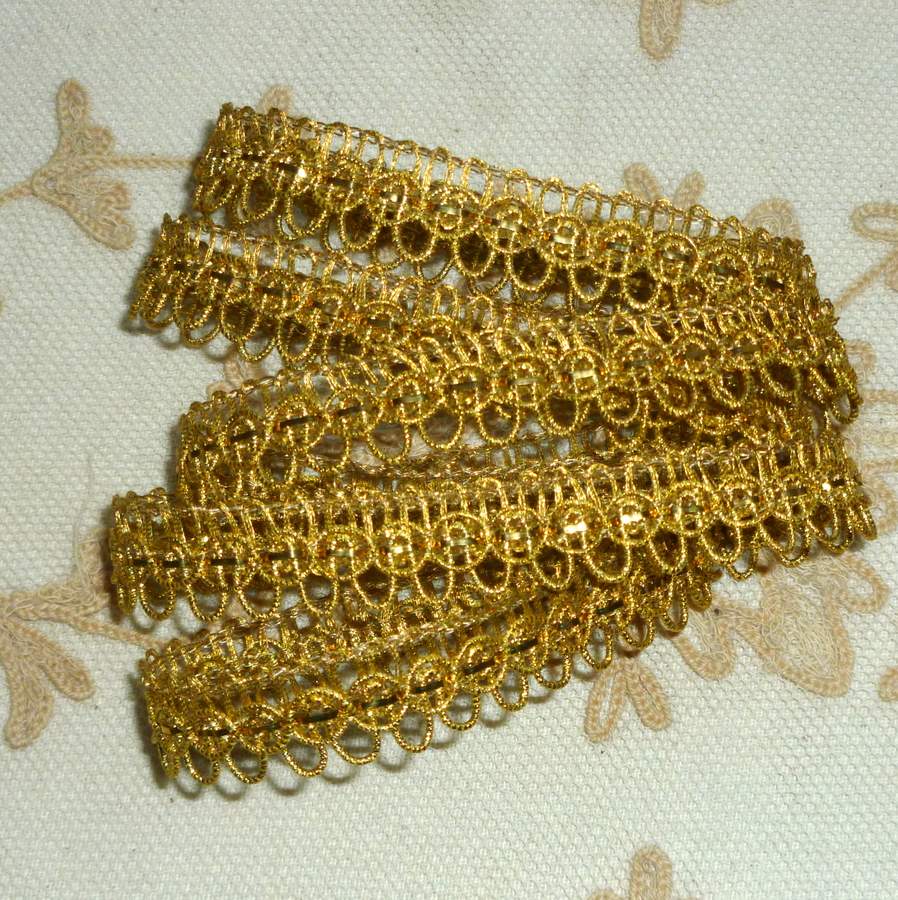 Gold Loop Metallic Tinsel Vintage Ribbon Trim Cord Made in Japan