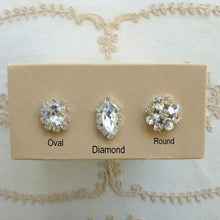 Load image into Gallery viewer, Vintage Czech Prong Set Rhinestone Buttons Three Shapes