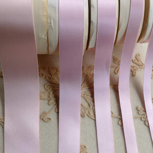 Vintage 30s Rhodia pink satin ribbon double sided pastel soft pink