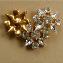 Load image into Gallery viewer, Large Pear and Round Shape Gold Back Rhinestone Buttons