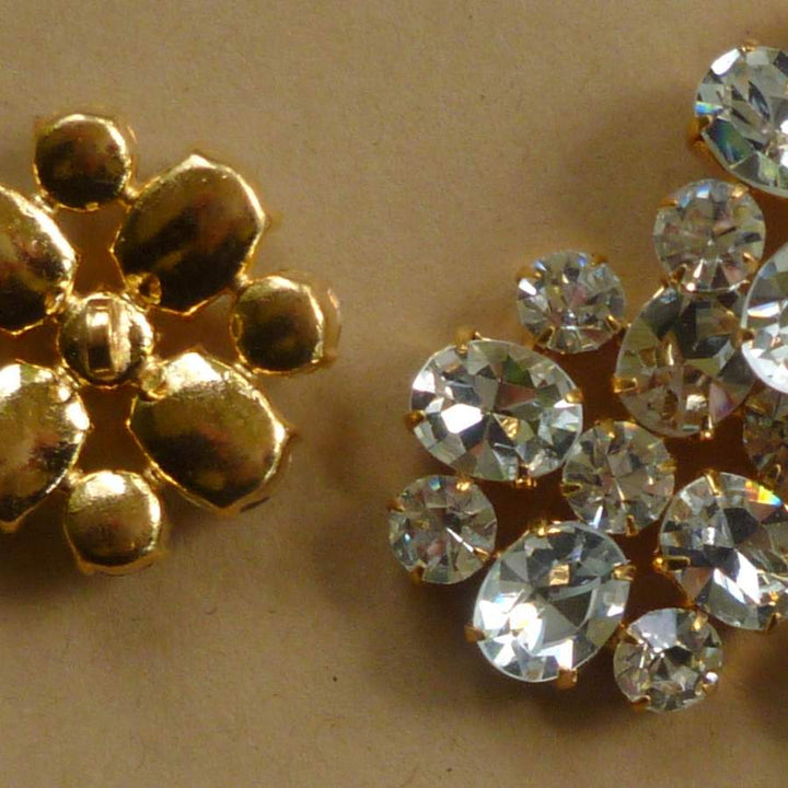 Oval Rhinestone Button Large Oval and Round Rhinestone Vintage Buttons – Vintage Passementerie