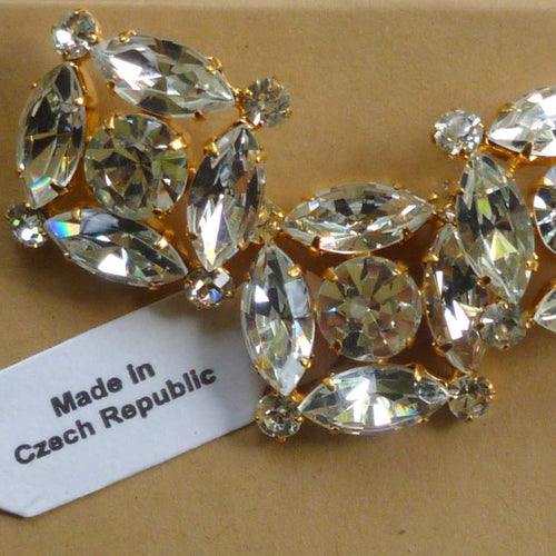 Pear and Round Shape Gold Back Rhinestone Vintage Buttons