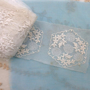 Embroidered Fine Net Lace Medallions