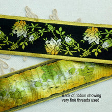 Load image into Gallery viewer, Vintage French Gold/Yellow Ombre Woven Roses