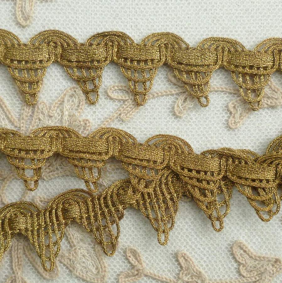 Gold Metal Lace Trim With Metal Cord - Germany – Vintage Passementerie