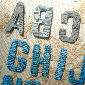 Antique French Blue Beaded Letters