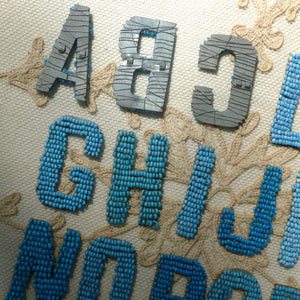 Antique French Blue Beaded Letters