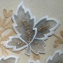 Load image into Gallery viewer, Vintage Swiss Embroidered Cotton Organdy Leaves Gold Tinsel Detail