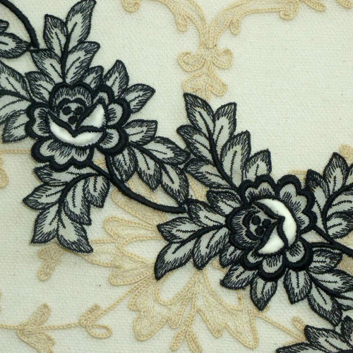 Vintage Swiss Padded Rose and Embroidered Leaf Motifs