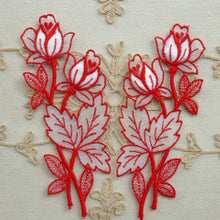 Load image into Gallery viewer, Vintage Swiss Red Cotton Embroidered Organza Trim