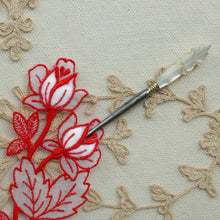 Load image into Gallery viewer, Vintage Swiss Red Cotton Embroidered Organza Trim