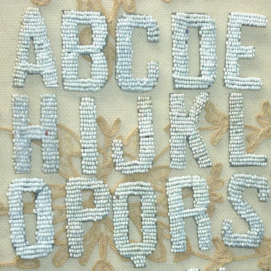 Antique French Beaded Letters Ivory