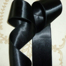 Load image into Gallery viewer, Fine Quality Vintage Double Faced Midnight Black Satin Ribbon