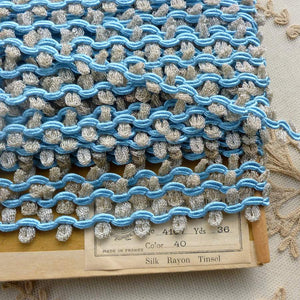 Vintage French Silver and Blue Rococo Trim