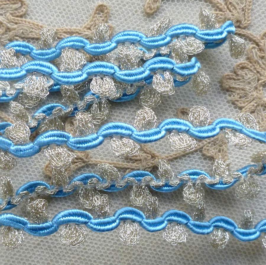 Silver and Blue Rococo Trim – Vintage Passementerie