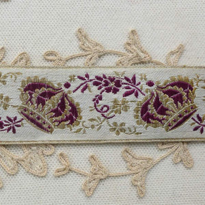 Victorian Royalty Gold Metal and Purple Crown Ribbon