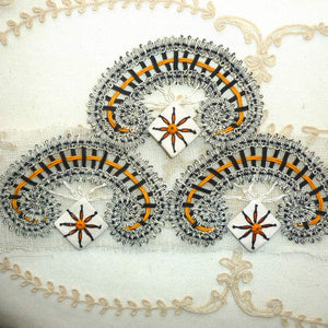 Antique Yellow and Black Hand Sewn Applique