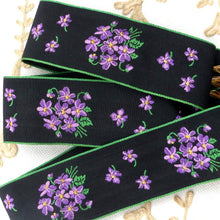 Load image into Gallery viewer, French Bouquet of Violets Ribbon With Gold Tinsel